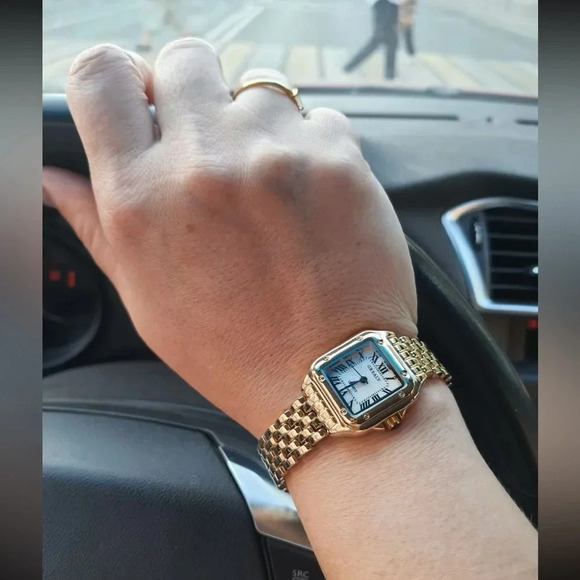 Panthere Classic Rectangle Gold Stainless Steel Watch - Picture 15 of 17